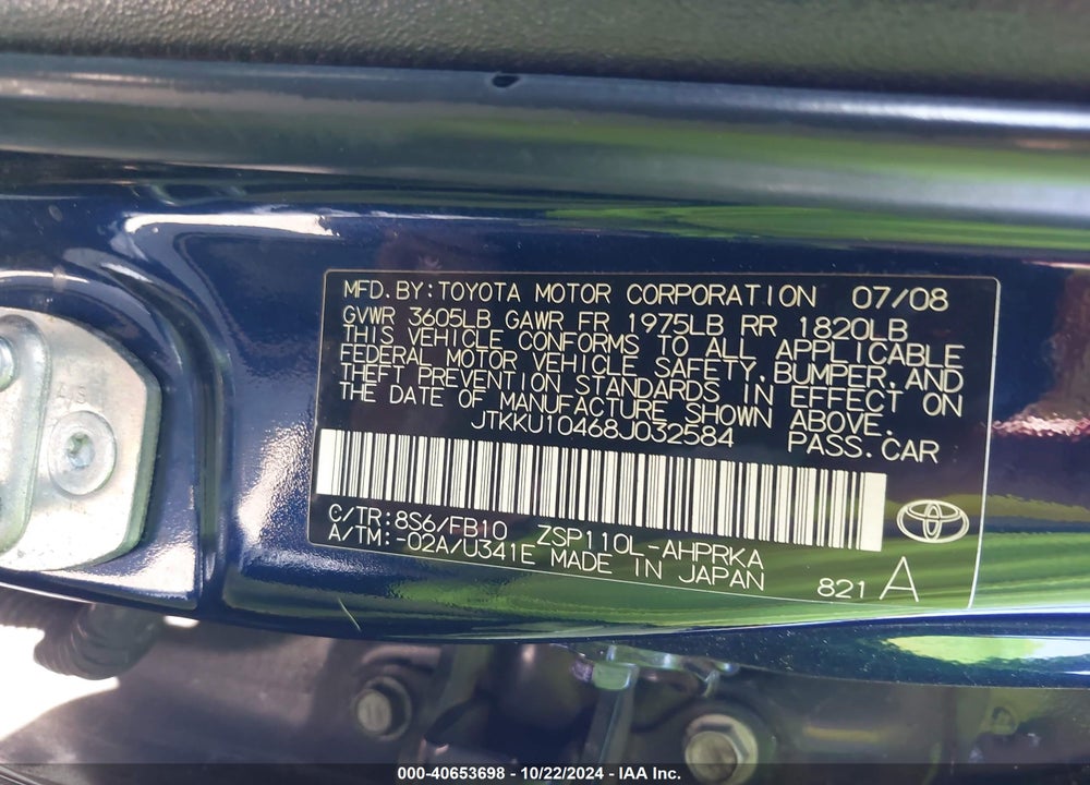 2008 SCION XD VIN: JTKKU10468J032584