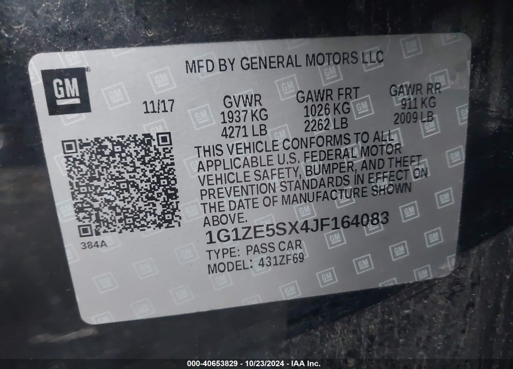 2018 CHEVROLET MALIBU PREMIER VIN: 1G1ZE5SX4JF164083