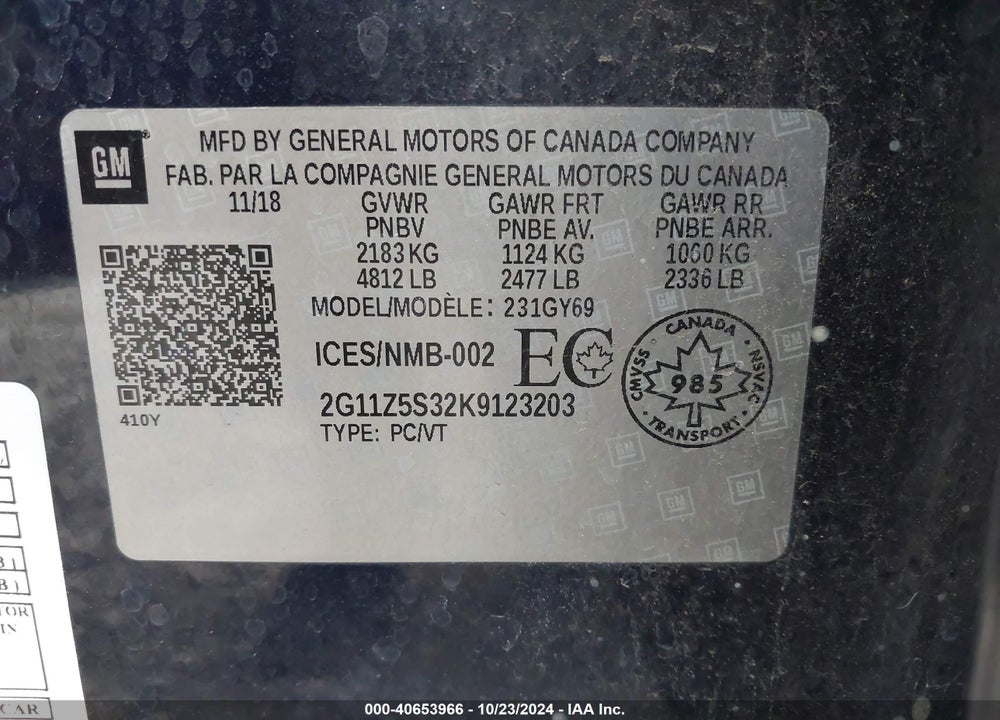 2019 CHEVROLET IMPALA LT VIN: 2G11Z5S32K9123203