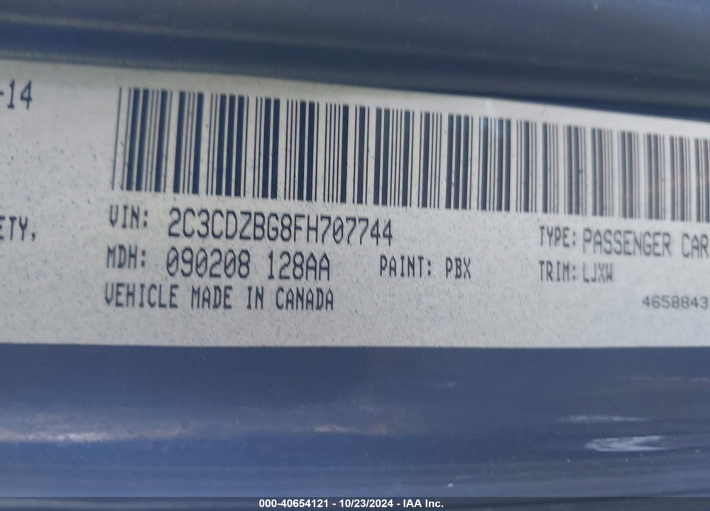 2015 DODGE CHALLENGER SXT PLUS VIN: 2C3CDZBG8FH707744