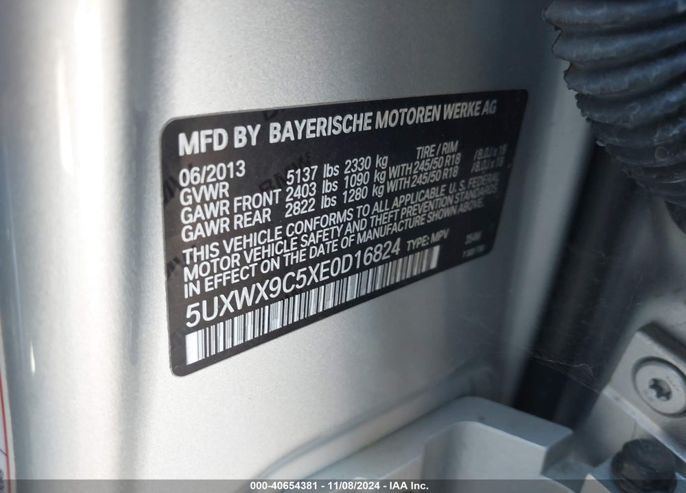 2014 BMW X3 XDRIVE28I VIN: 5UXWX9C5XE0D16824