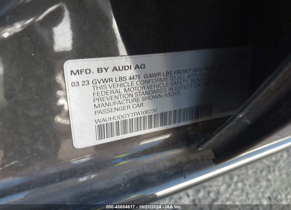 2023 AUDI A3 PREMIUM PLUS 40 TFSI QUATTRO S TRONIC VIN: WAUHUDGY7PA106232