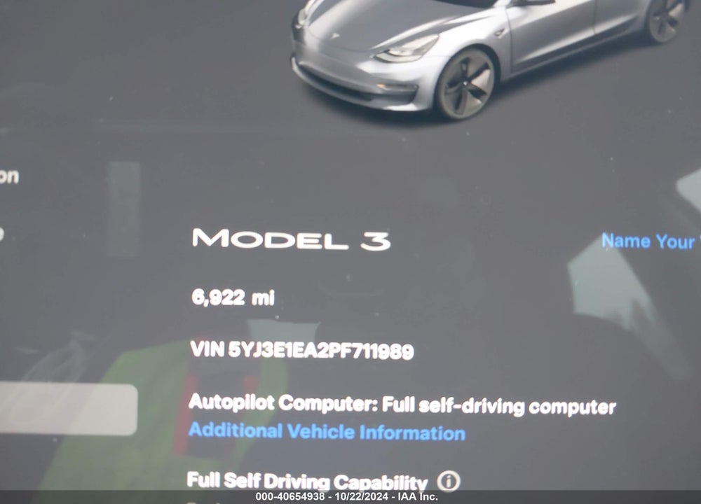 2023 TESLA MODEL 3 REAR-WHEEL DRIVE VIN: 5YJ3E1EA2PF711989