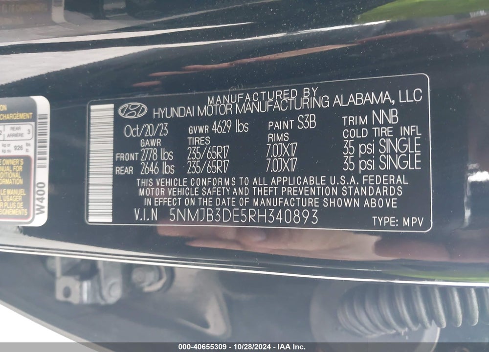 2024 HYUNDAI TUCSON SEL VIN: 5NMJB3DE5RH340893