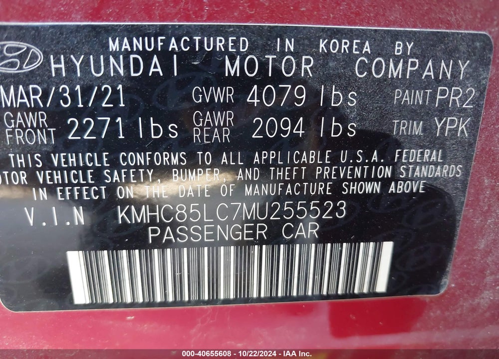 2021 HYUNDAI IONIQ HYBRID SEL VIN: KMHC85LC7MU255523
