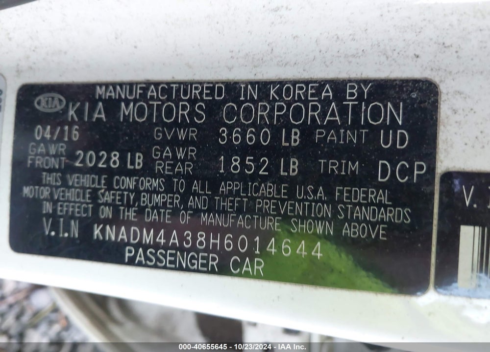 2017 KIA RIO LX VIN: KNADM4A38H6014644