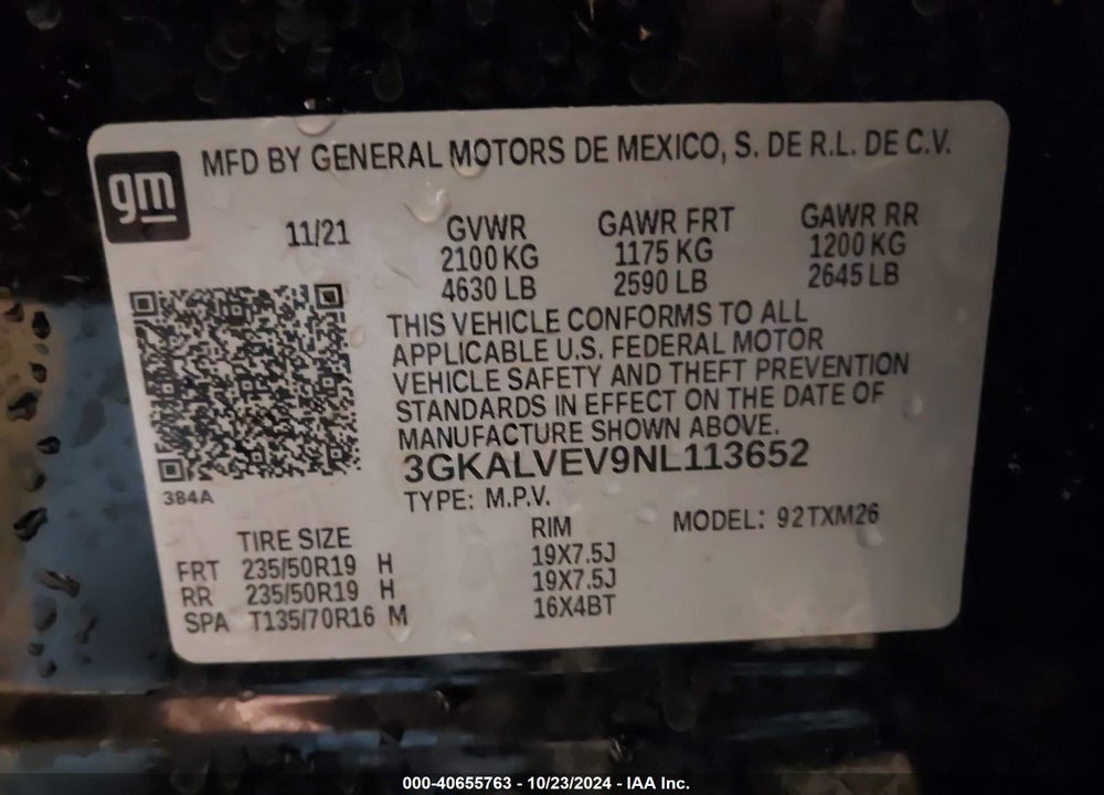 2022 GMC TERRAIN AWD SLT VIN: 3GKALVEV9NL113652
