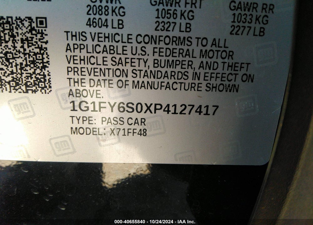 2023 CHEVROLET BOLT EUV FWD LT VIN: 1G1FY6S0XP4127417