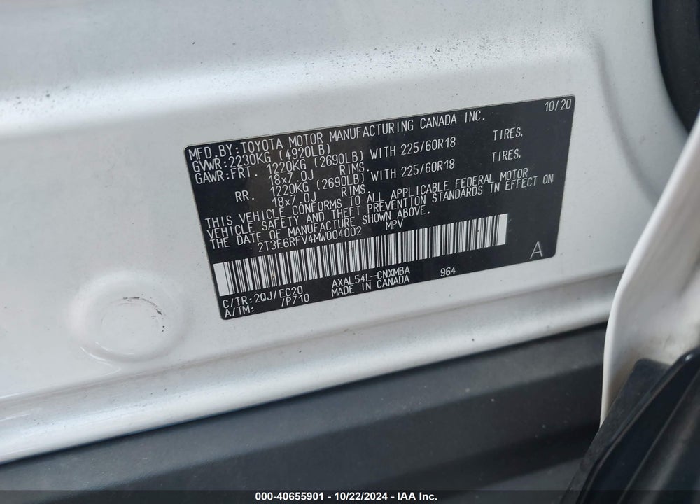 2021 TOYOTA RAV4 HYBRID XSE VIN: 2T3E6RFV4MW004002