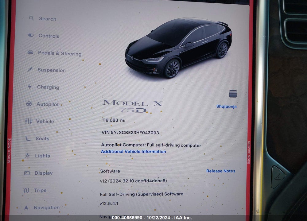 2017 TESLA MODEL X 100D/75D/90D VIN: 5YJXCBE23HF043093