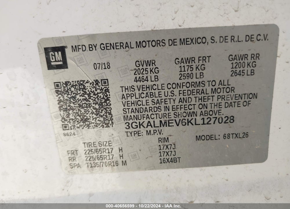 2019 GMC TERRAIN VIN: 3GKALMEV6KL127028