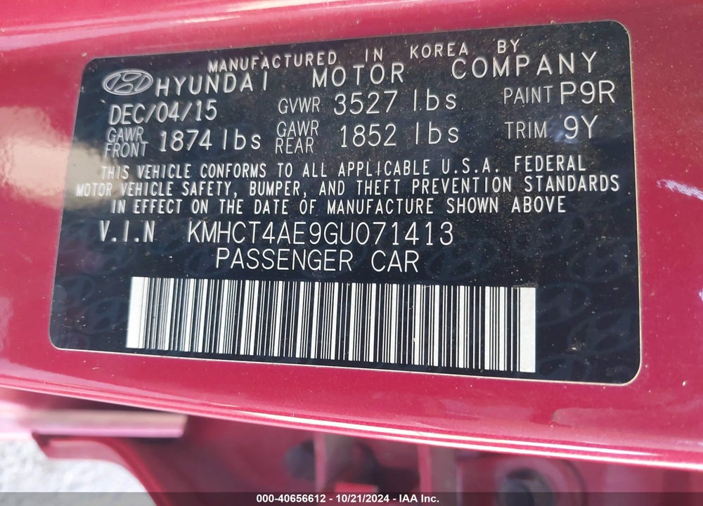 2016 HYUNDAI ACCENT SE VIN: KMHCT4AE9GU071413