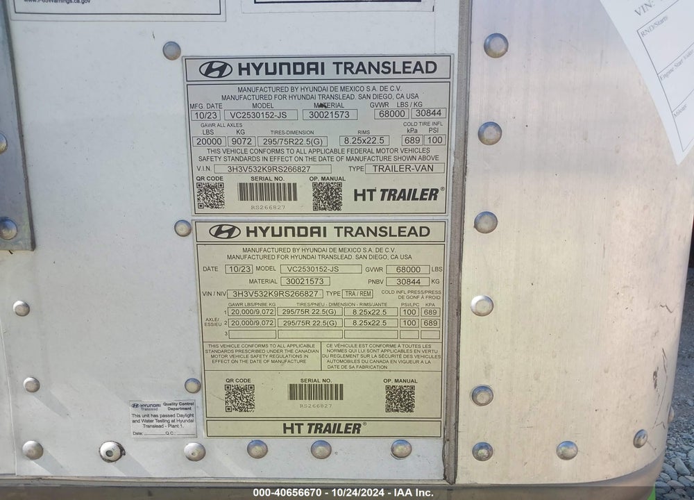2024 HYUNDAI TRANSLEAD INC --- VIN: 3H3V532K9RS266827