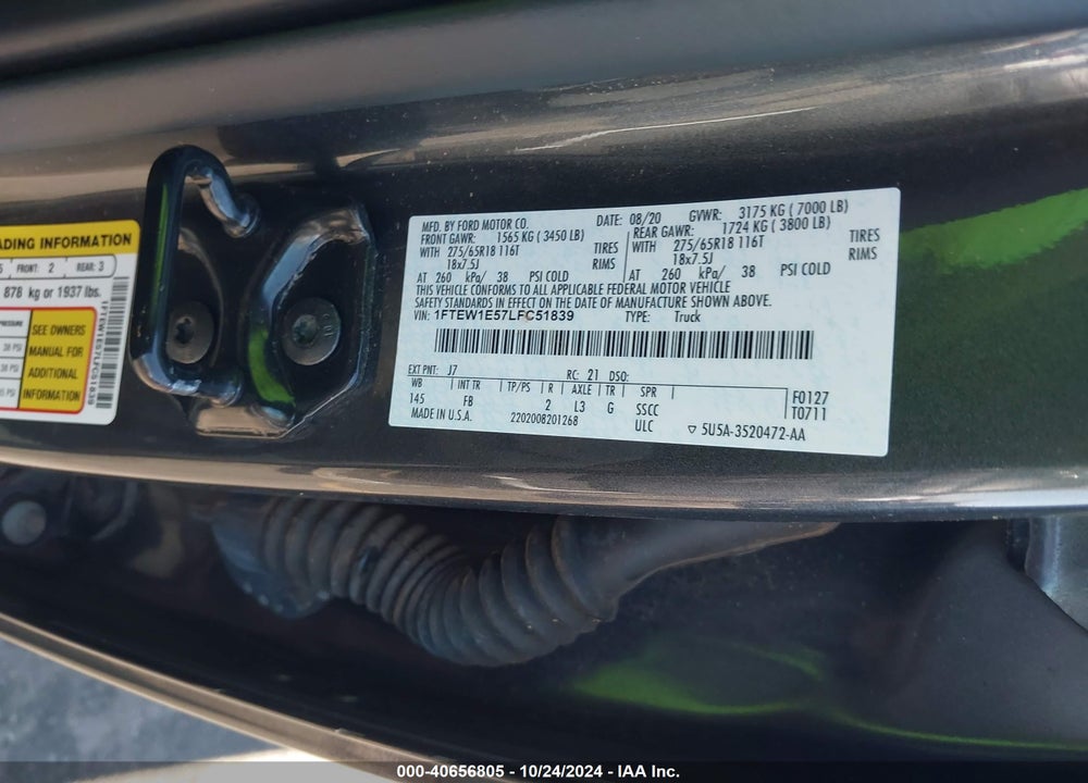 2020 FORD F-150 XLT VIN: 1FTEW1E57LFC51839