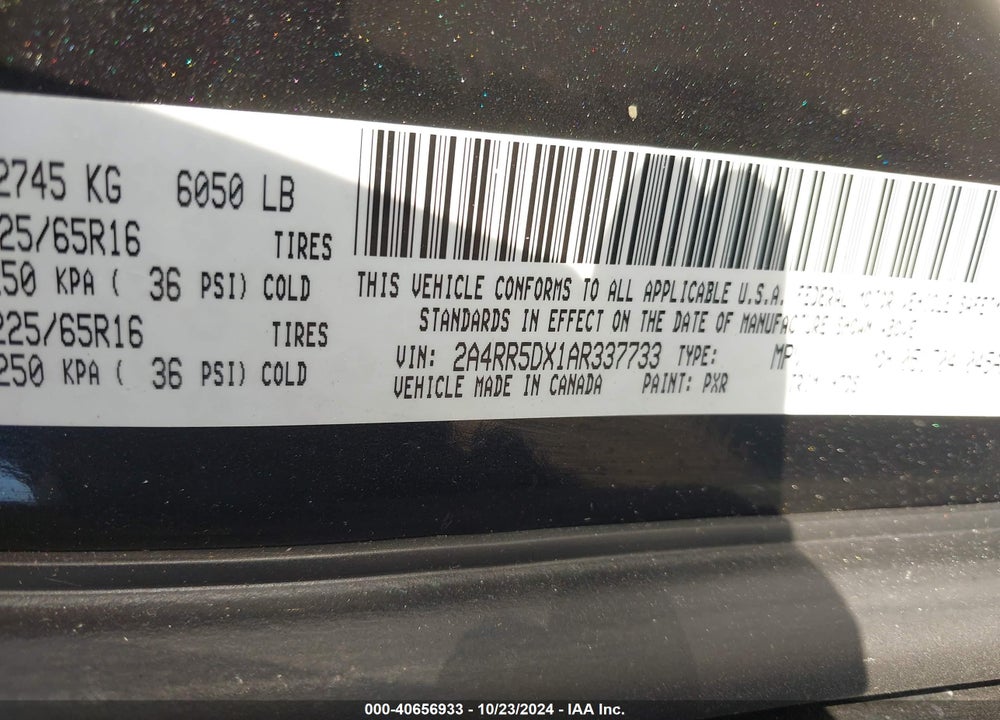 2010 CHRYSLER TOWN & COUNTRY TOURING VIN: 2A4RR5DX1AR337733