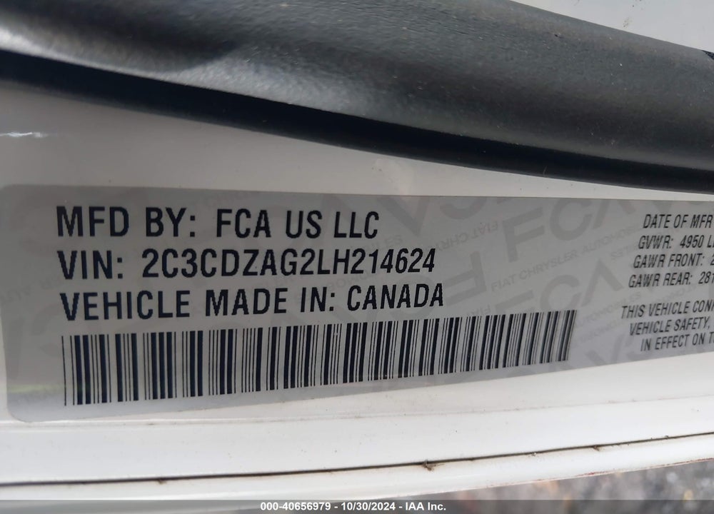 2020 DODGE CHALLENGER SXT VIN: 2C3CDZAG2LH214624