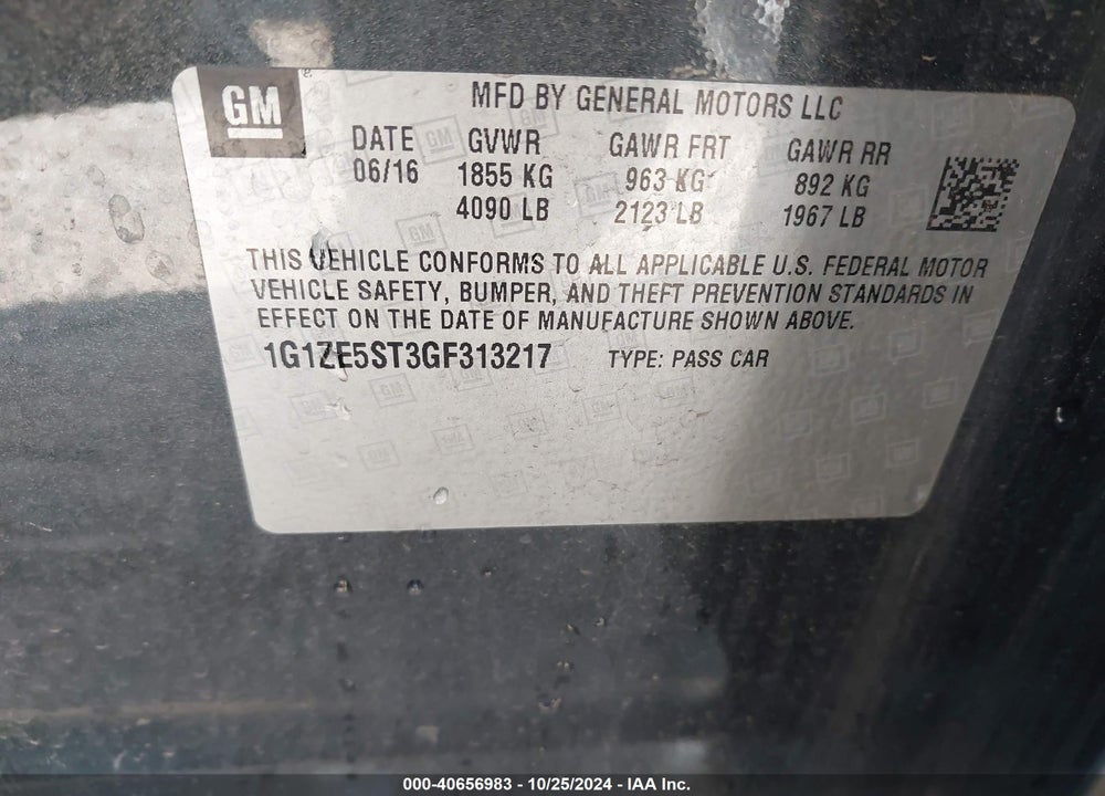 2016 CHEVROLET MALIBU 1LT VIN: 1G1ZE5ST3GF313217