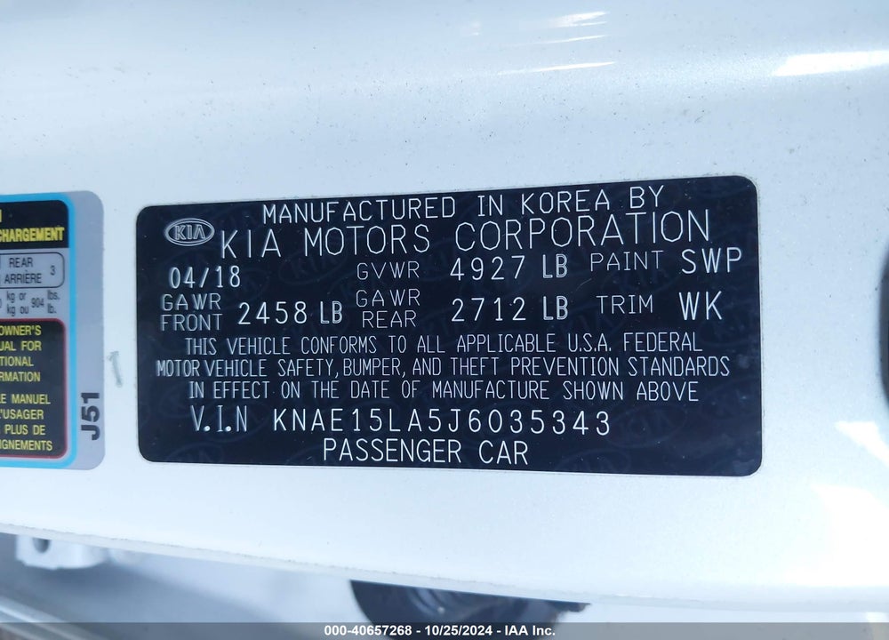 2018 KIA STINGER VIN: KNAE15LA5J6035343