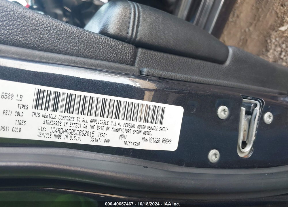 2013 DODGE DURANGO SXT VIN: 1C4RDHAG8DC662015