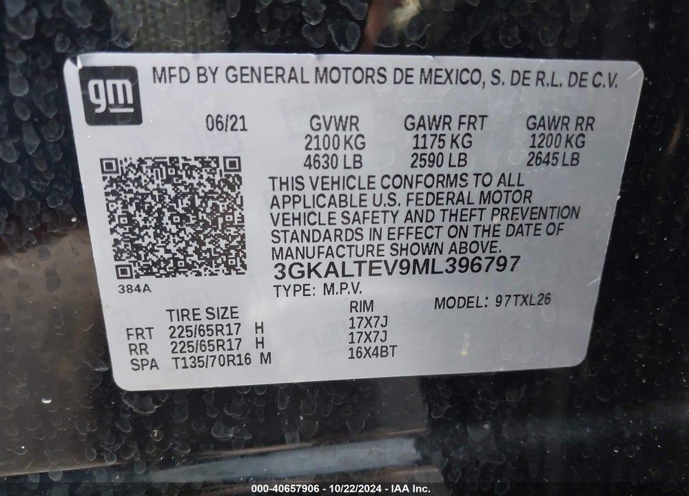 2021 GMC TERRAIN AWD SLE VIN: 3GKALTEV9ML396797
