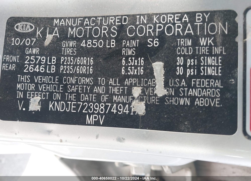 2008 KIA SPORTAGE LX V6 VIN: KNDJE723987494173