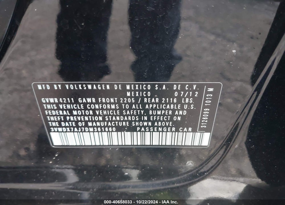 2013 VOLKSWAGEN JETTA 2.5L SE VIN: 3VWDX7AJ7DM361660