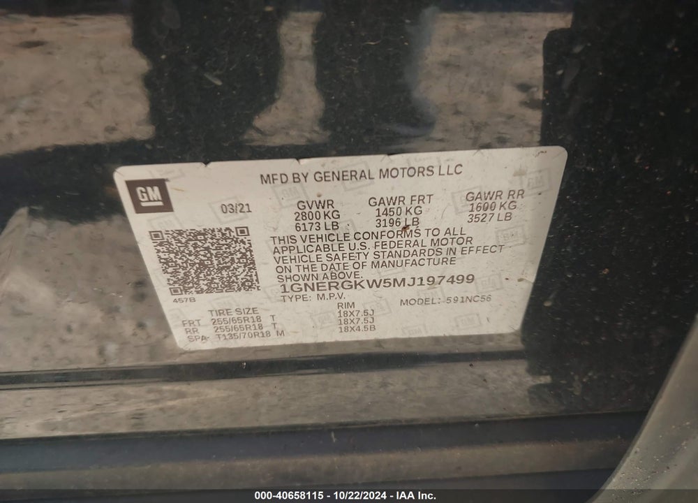 2021 CHEVROLET TRAVERSE FWD LT CLOTH VIN: 1GNERGKW5MJ197499