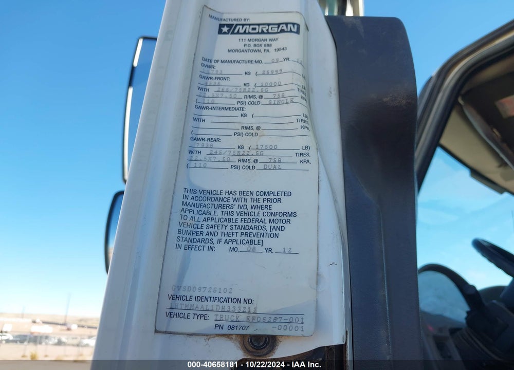 2013 INTERNATIONAL 4000 4300 VIN: 1HTMMAAL1DH333211