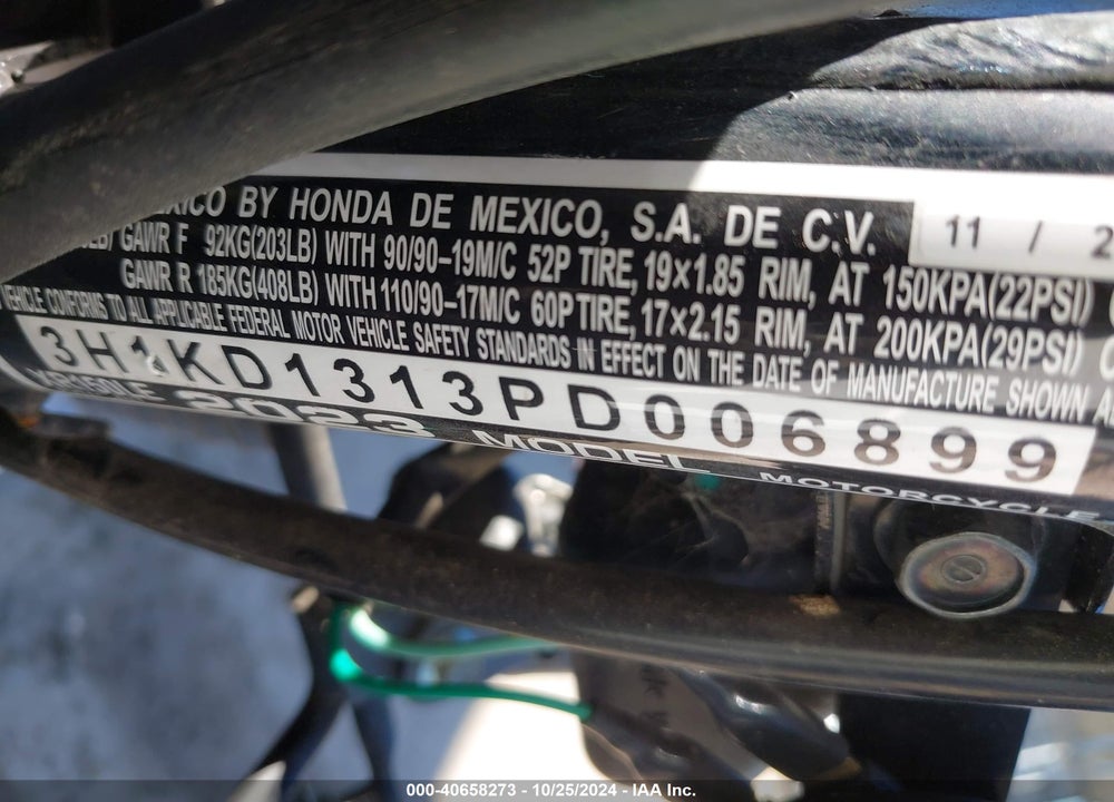 2023 HONDA XR150L E VIN: 3H1KD1313PD006899