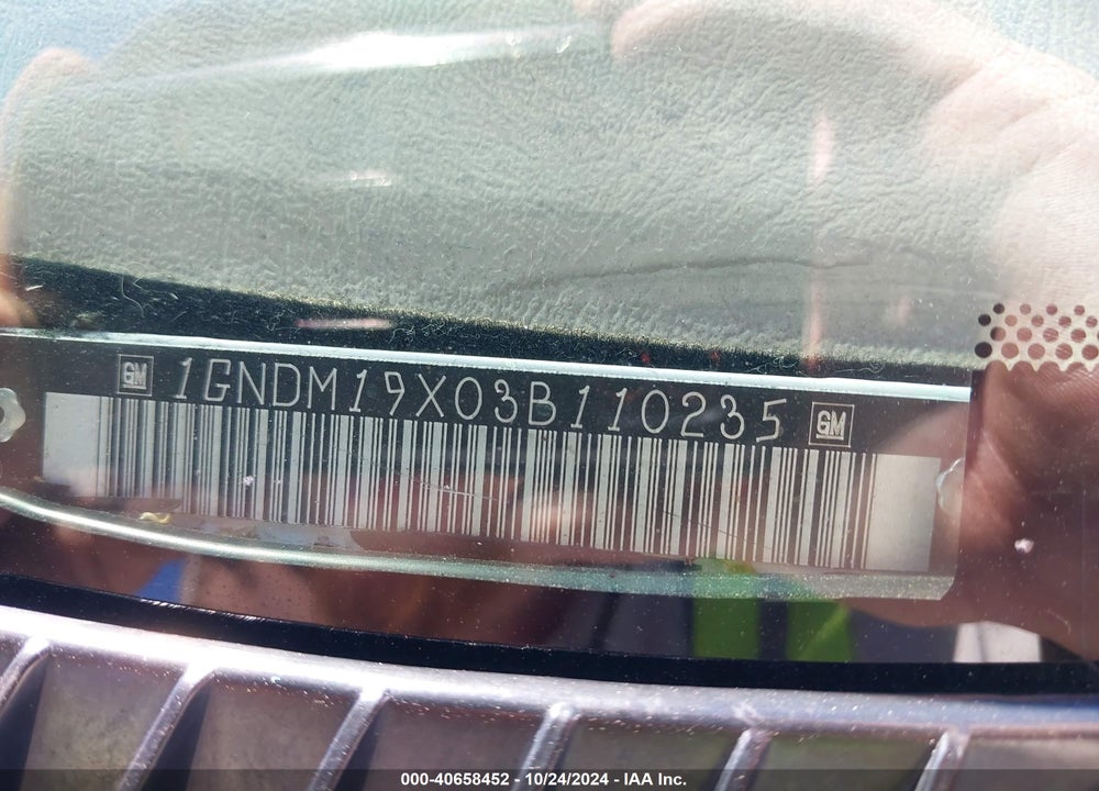 2003 CHEVROLET ASTRO VIN: 1GNDM19X03B110235