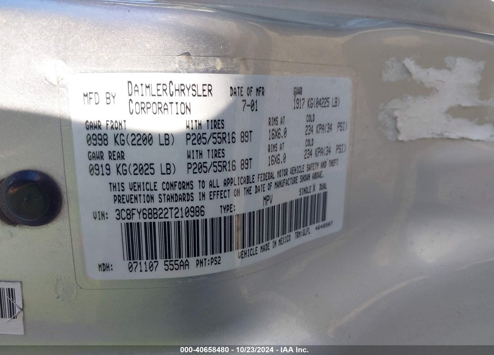 2002 CHRYSLER PT CRUISER LIMITED VIN: 3C8FY68B22T210986