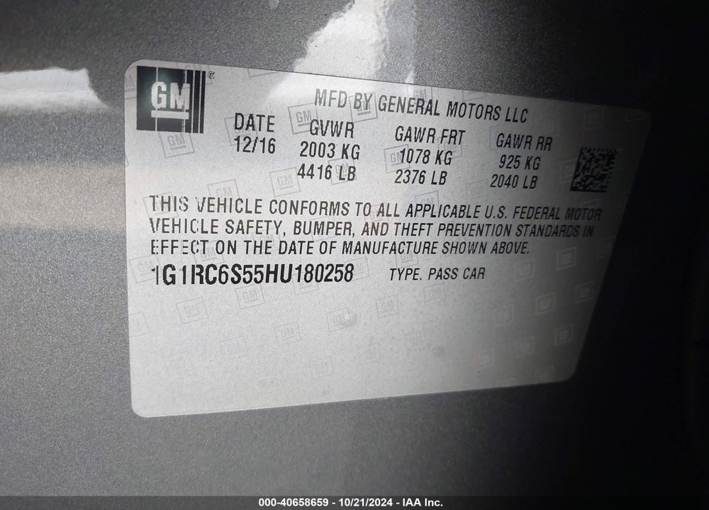 2017 CHEVROLET VOLT LT VIN: 1G1RC6S55HU180258