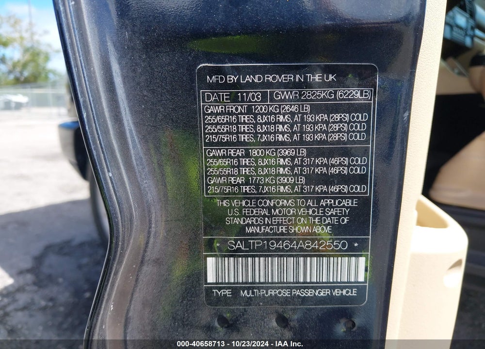 2004 LAND ROVER DISCOVERY HSE VIN: SALTP19464A842550