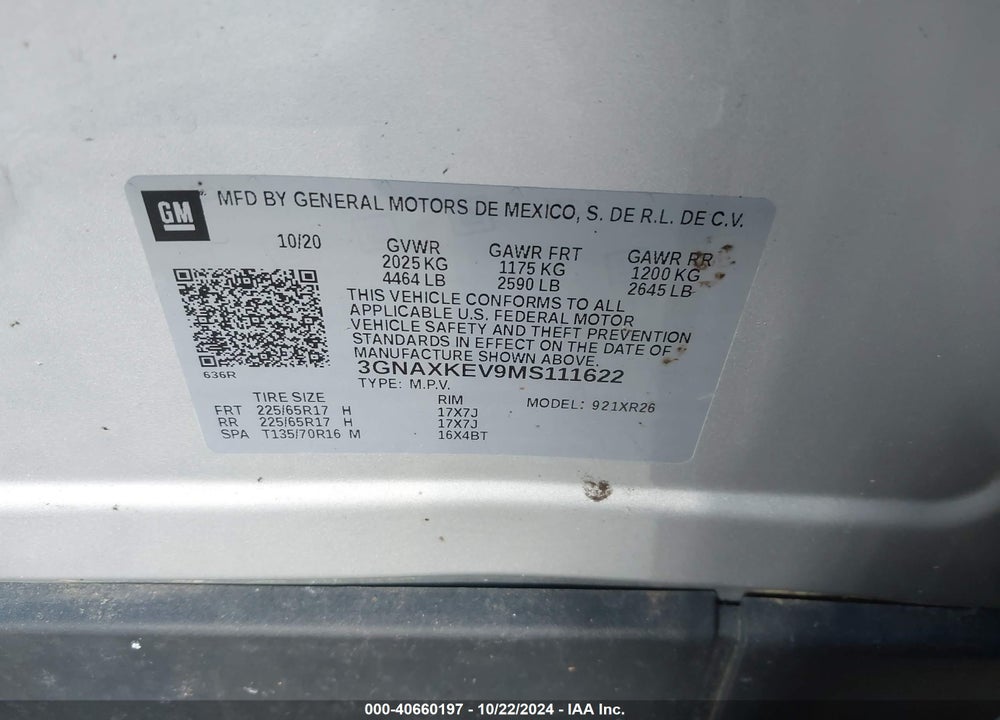 2021 CHEVROLET EQUINOX FWD LT VIN: 3GNAXKEV9MS111622