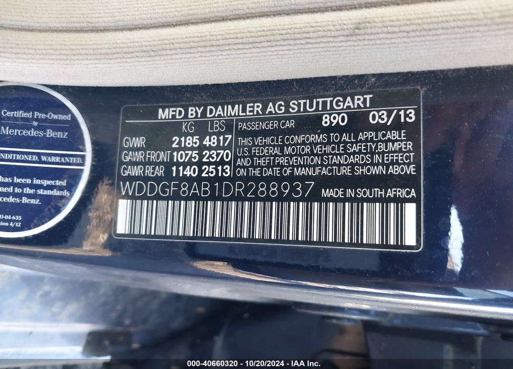2013 MERCEDES-BENZ C 300 LUXURY 4MATIC/SPORT 4MATIC VIN: WDDGF8AB1DR288937
