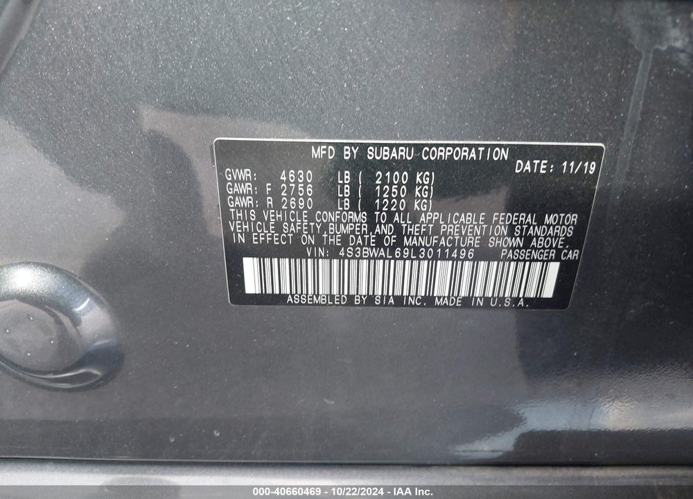2020 SUBARU LEGACY VIN: 4S3BWAL69L3011496