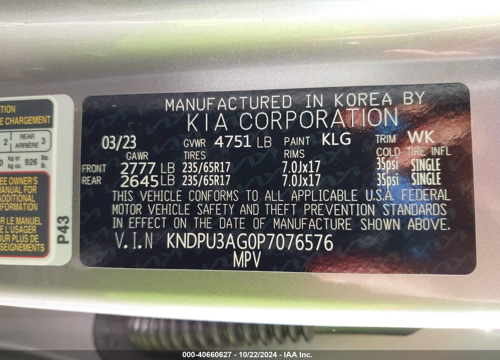 2023 KIA SPORTAGE HYBRID LX VIN: KNDPU3AG0P7076576