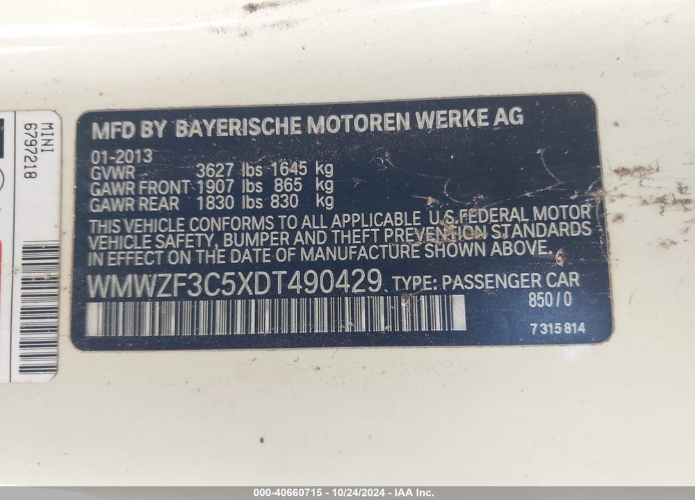 2013 MINI CLUBMAN COOPER VIN: WMWZF3C5XDT490429