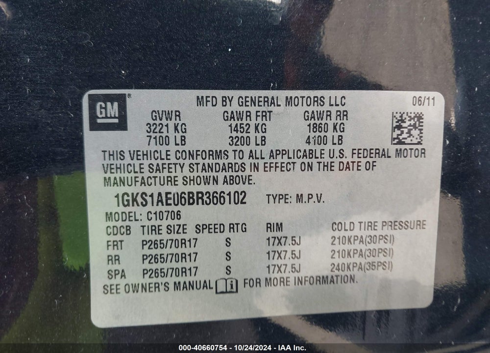 2011 GMC YUKON SLE VIN: 1GKS1AE06BR366102