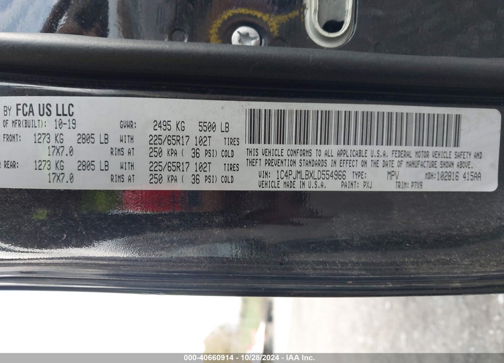 2020 JEEP CHEROKEE LATITUDE PLUS 4X4 VIN: 1C4PJMLBXLD554966