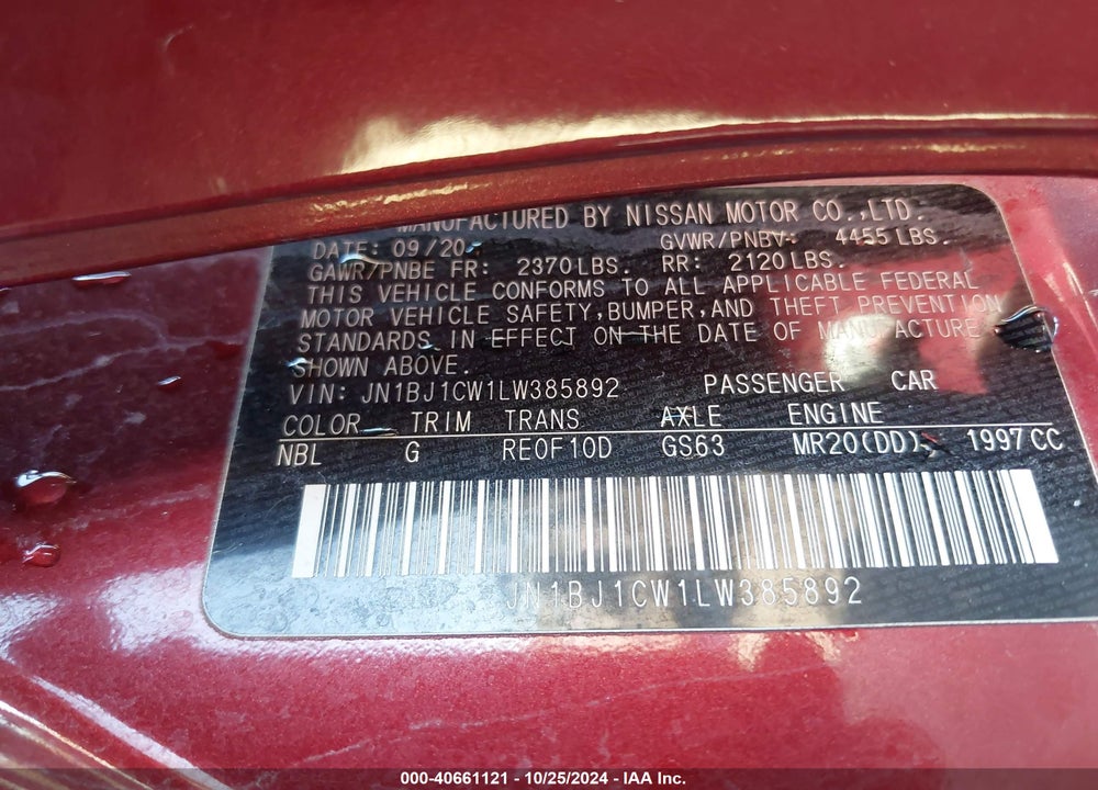 2020 NISSAN ROGUE SPORT SV AWD XTRONIC CVT VIN: JN1BJ1CW1LW385892