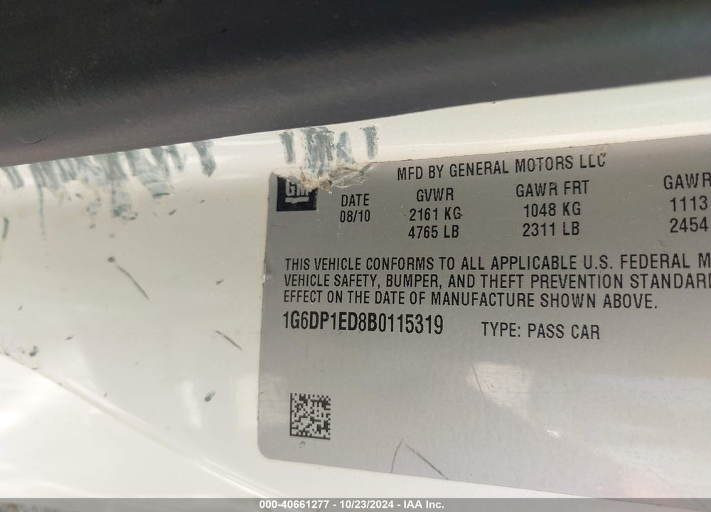 2011 CADILLAC CTS PREMIUM VIN: 1G6DP1ED8B0115319