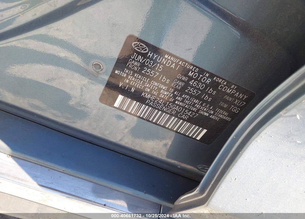 2016 HYUNDAI SONATA HYBRID SE VIN: KMHE24L15GA015427