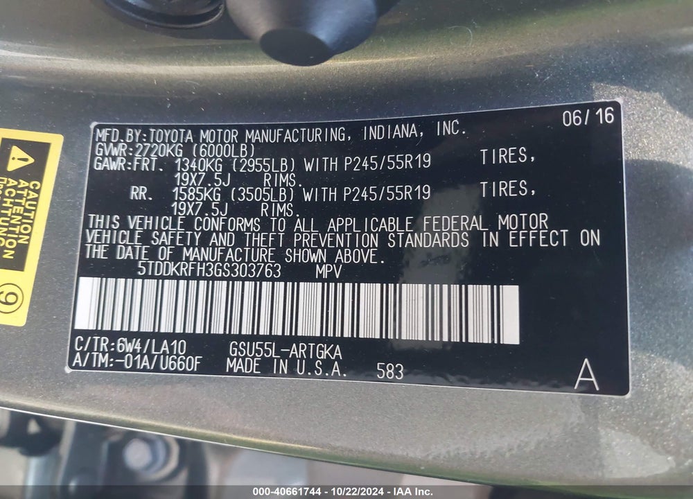 2016 TOYOTA HIGHLANDER LIMITED PLATINUM V6 VIN: 5TDDKRFH3GS303763