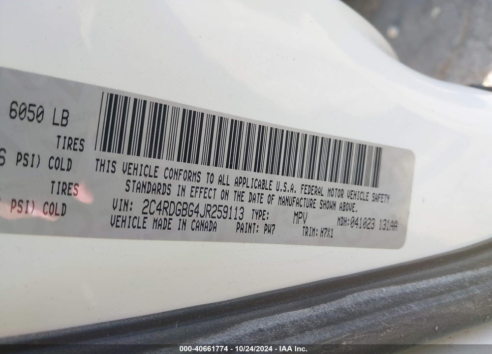 2018 DODGE GRAND CARAVAN SE VIN: 2C4RDGBG4JR259113