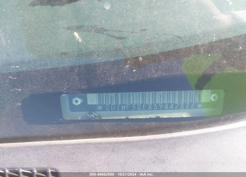 2003 CHEVROLET IMPALA VIN: 2G1WF52E839447886