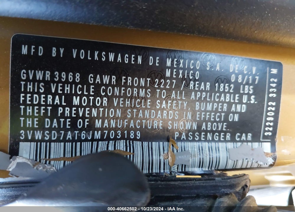 2018 VOLKSWAGEN BEETLE 2.0T DUNE VIN: 3VWSD7AT6JM703189