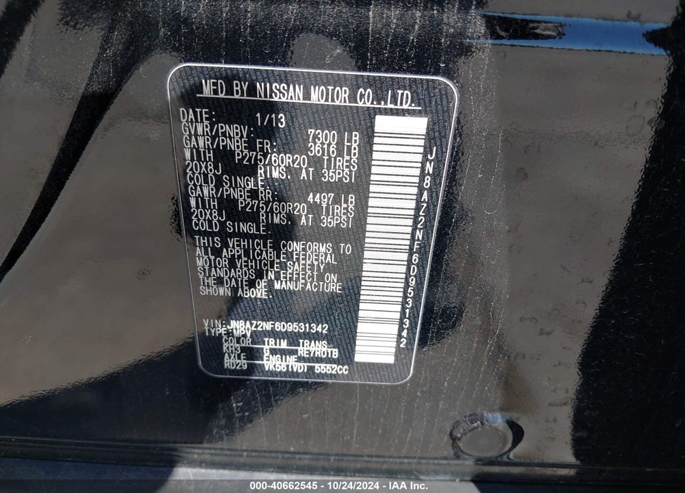 2013 INFINITI QX56 VIN: JN8AZ2NF6D9531342