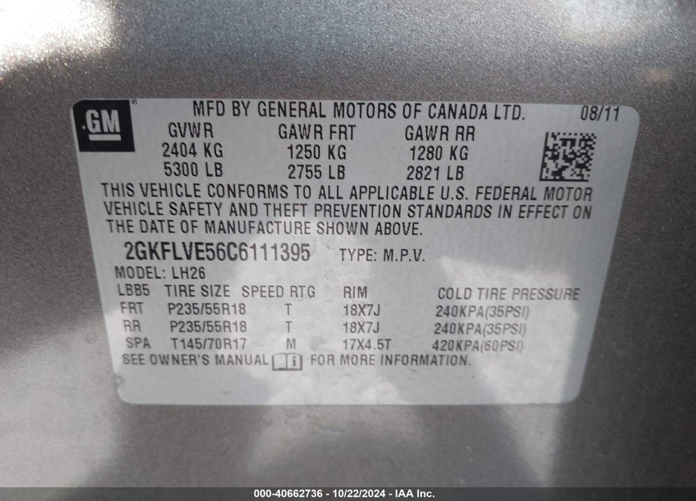 2012 GMC TERRAIN SLT-1 VIN: 2GKFLVE56C6111395