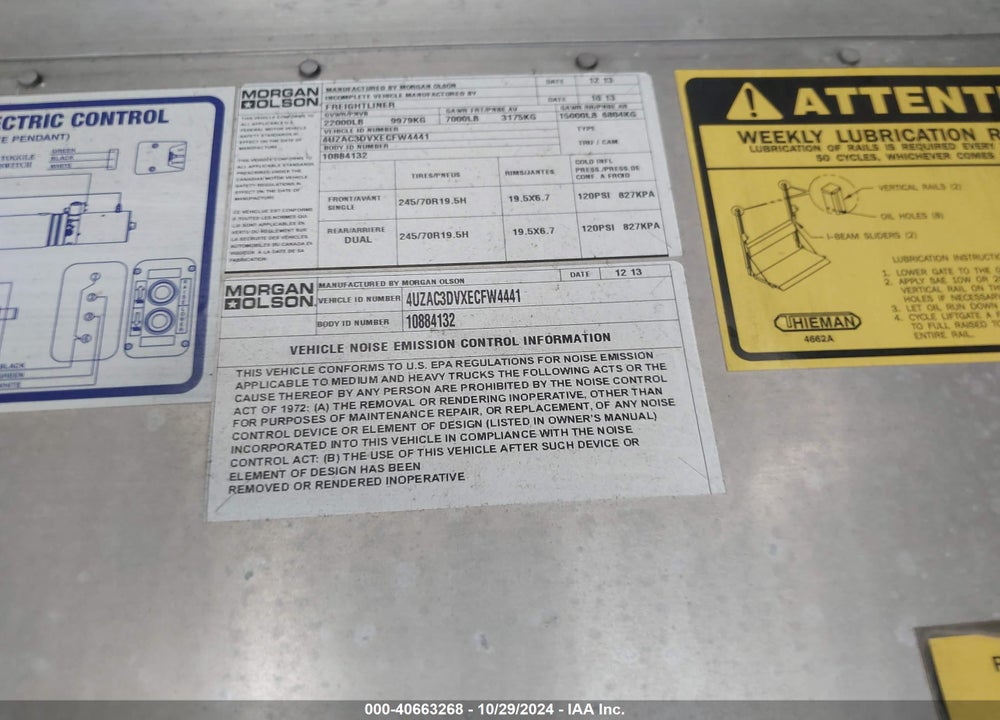 2014 FREIGHTLINER CHASSIS M LINE WALK-IN VAN VIN: 4UZAC3DVXECFW4441